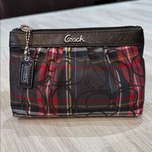 Coach Black and Red Plaid Wristlet